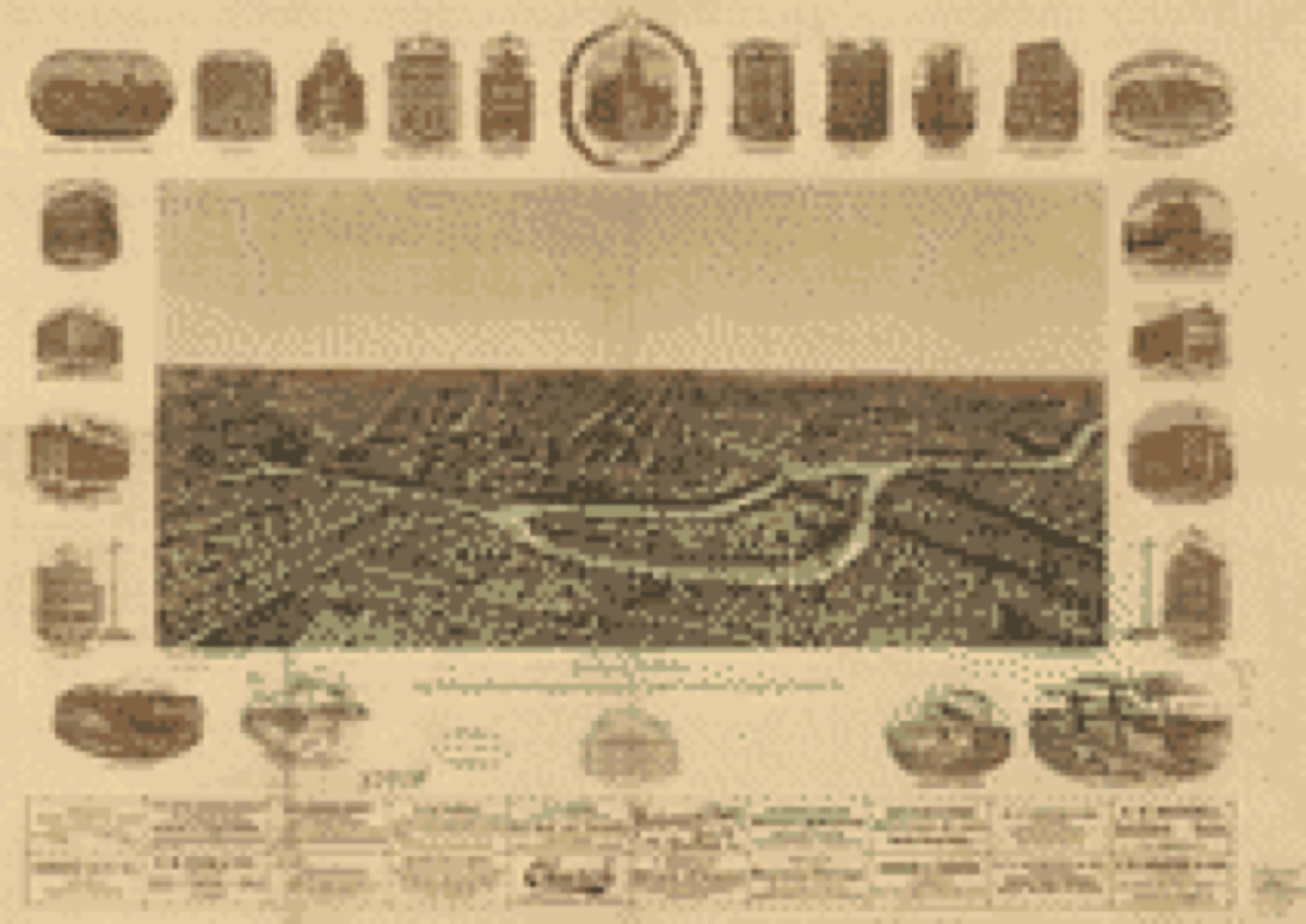 Bird's-eye view, 1892 - Dallas, Texas. With the projected river and navigation improvements viewed from above the sister city of Oak Cliff