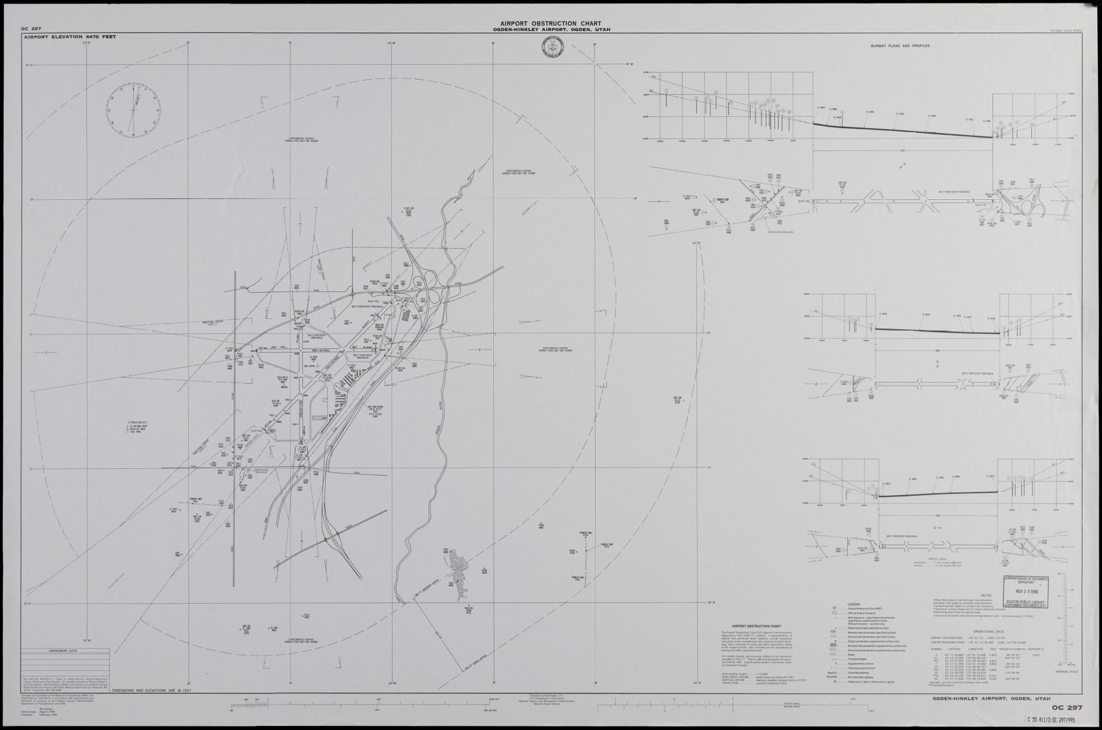 Airport obstruction chart OC 297, Ogden-Hinkley Airport, Ogden, Utah, Boston Public Library - undated
