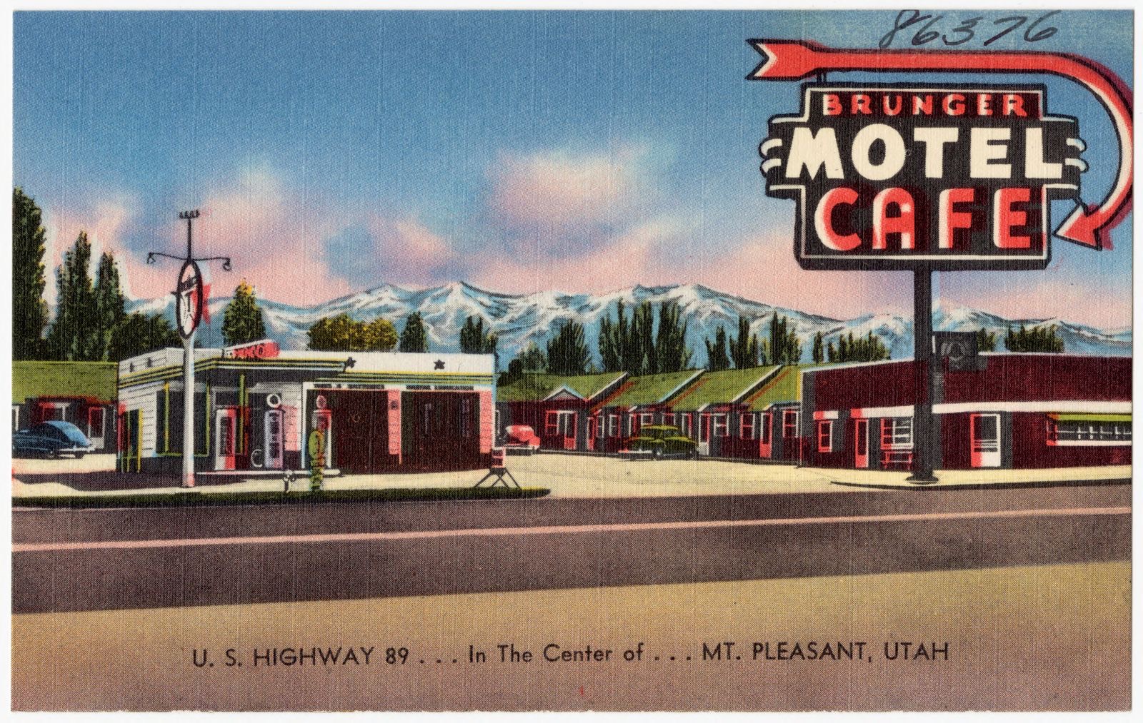 Brunger Motel Café, U.S. Highway 89... In the center of... Mt. Pleasant, Utah, Boston Public Library - undated