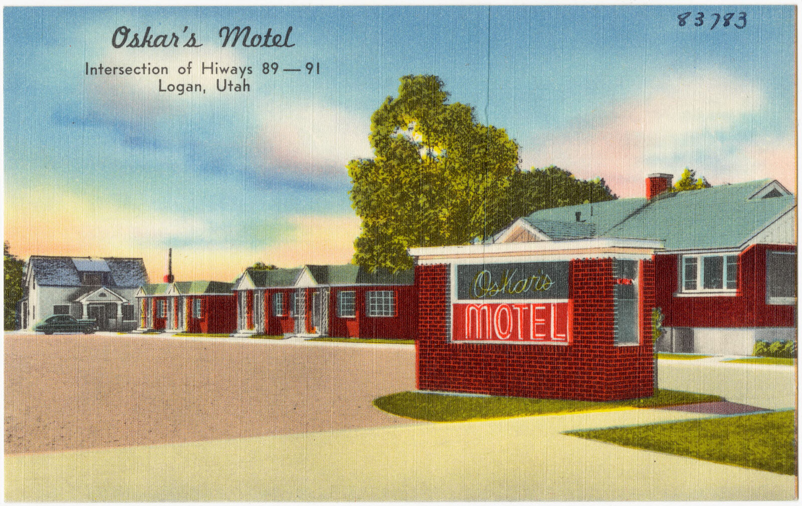 Oskar's Motel, intersection of highways 89 -- 91, Logan, Utah, Boston Public Library - undated