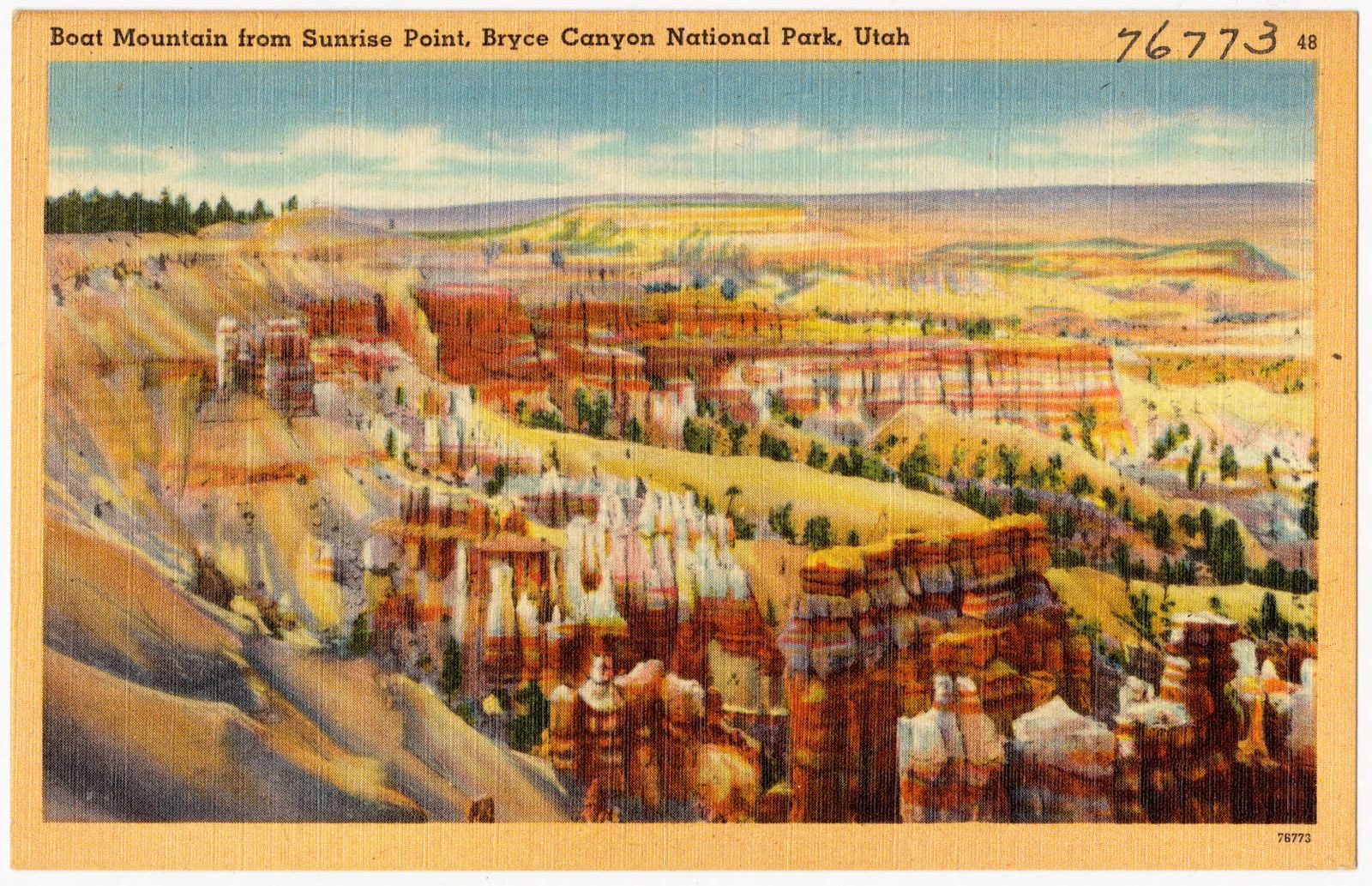 Boat Mountain from Sunrise Point, Bryce Canyon National Park, Utah, Boston Public Library - undated