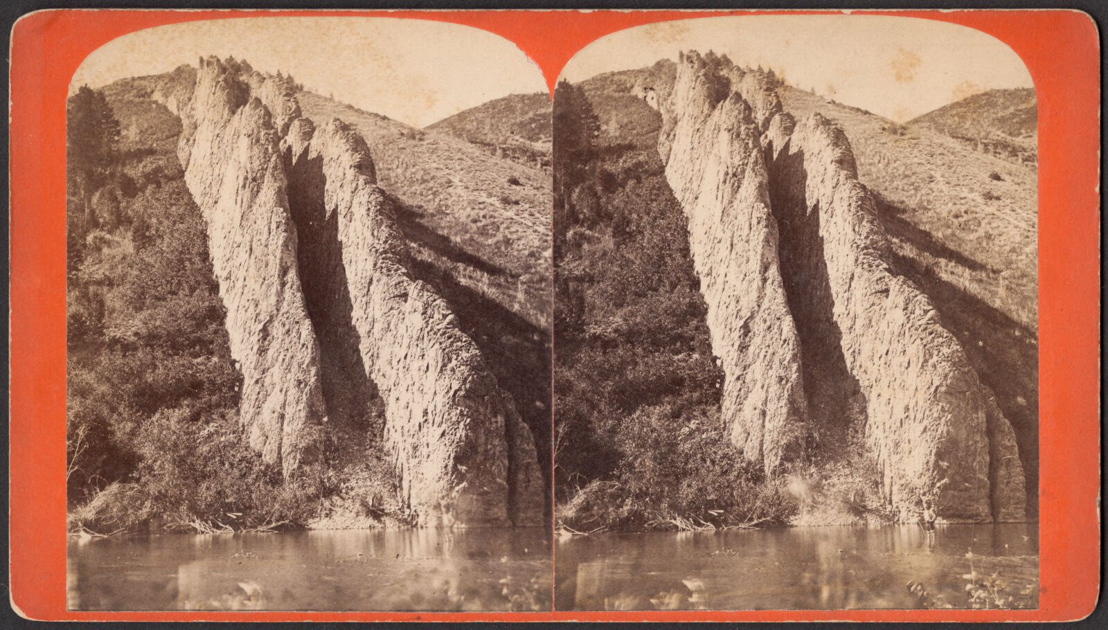 Devil's Slide, Weber Canyon, 500 feet high, Boston Public Library - undated