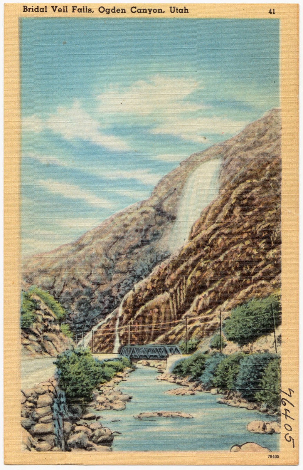 Bridal Veil Falls, Ogden Canyon, Utah, Boston Public Library - undated