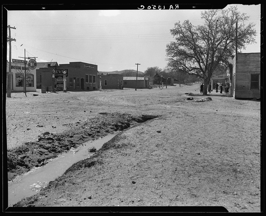 Main street of town. Shows irrigation ditch. Escalante, Utah