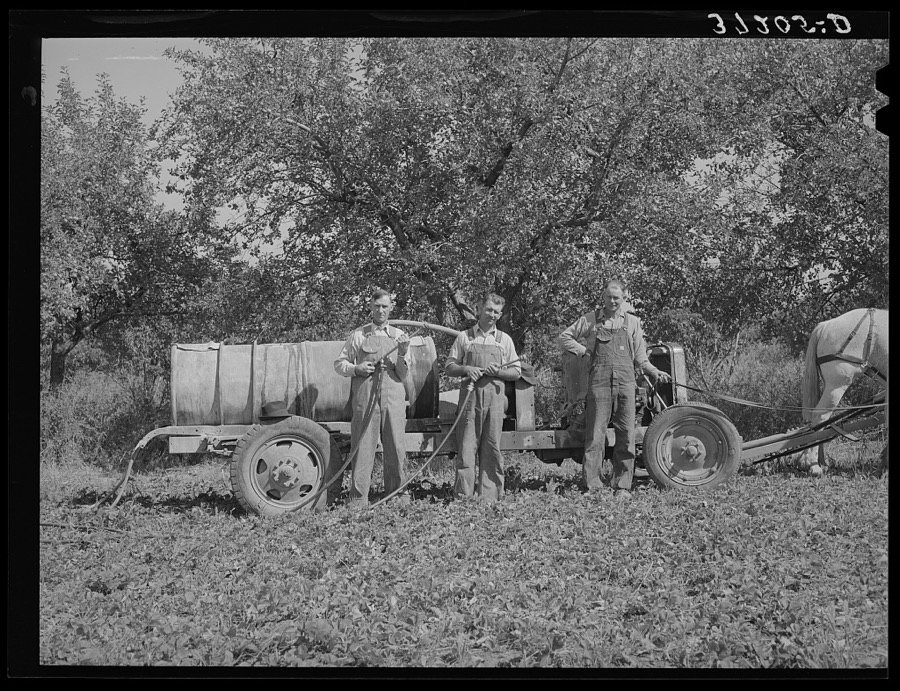 Members of  FSA (Farm Security Administration) cooperative sprayer. Cache County, Utah