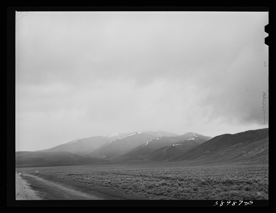The Uinta Mountains in spring with light snows blowing in Wasatch County, Utah