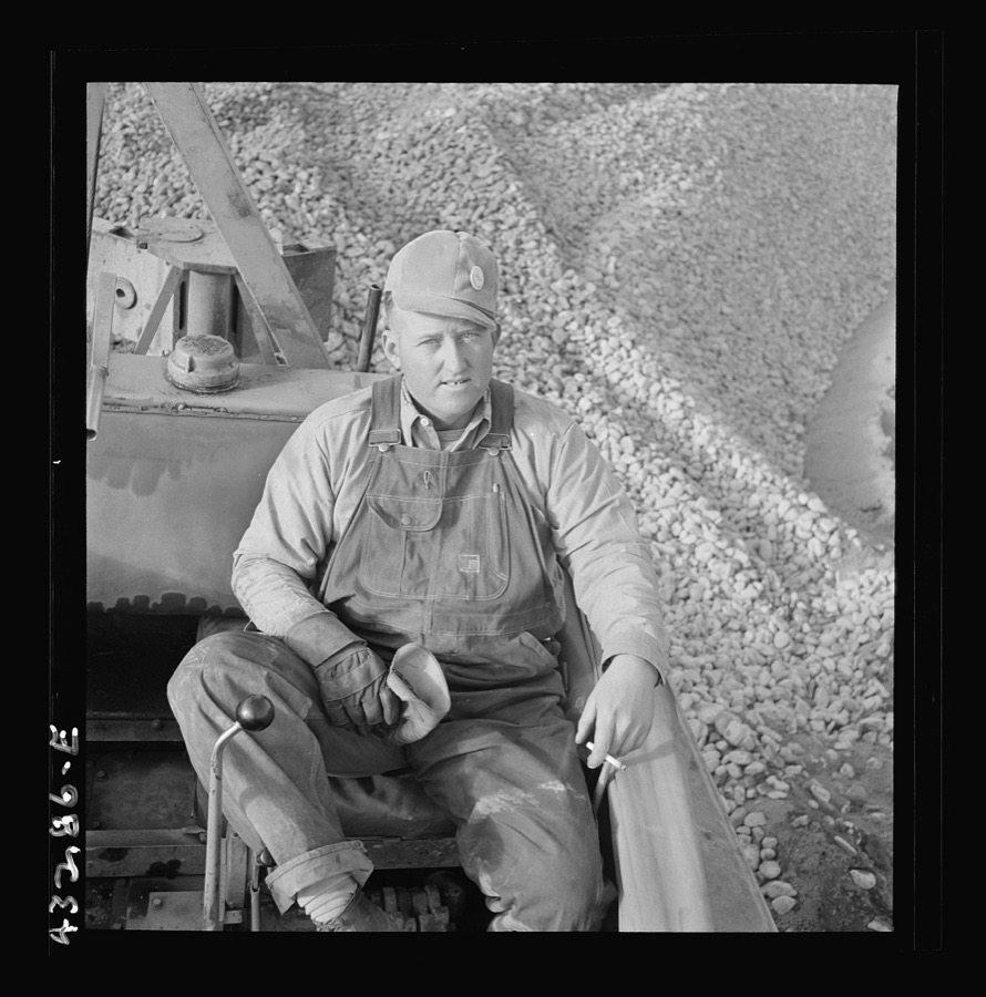 Columbia Steel Company at Geneva, Utah. Bulldozer operator who helps in the construction of a new steel mill which will make important additions to the vast amount of steel needed for the war effort