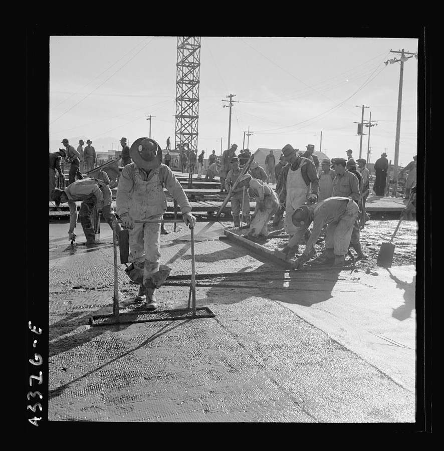 Columbia Steel Company at Geneva, Utah. Steel and concrete go into place rapidly as a new steel mill takes form. The new plant will make important additions to the vast amount of steel needed for the war effort