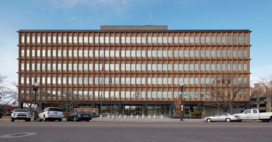 James V. Hansen Federal Building, originally the Federal Building United States Court House, is constructed in the Modernist style is a six story structure located at the northeast corner of Grant Ave. and 25th St in Ogden, Utah
