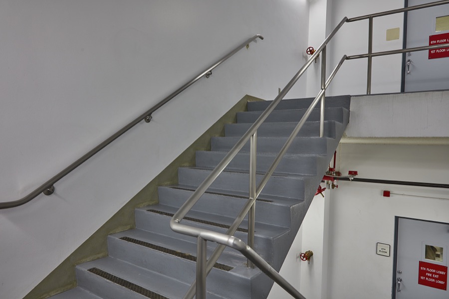 Stairway, James V. Hansen Federal Building, originally the Federal Building United States Court House, is constructed in the Modernist style is a six story structure located at the northeast corner of Grant Ave. and 25th St in Ogden, Utah