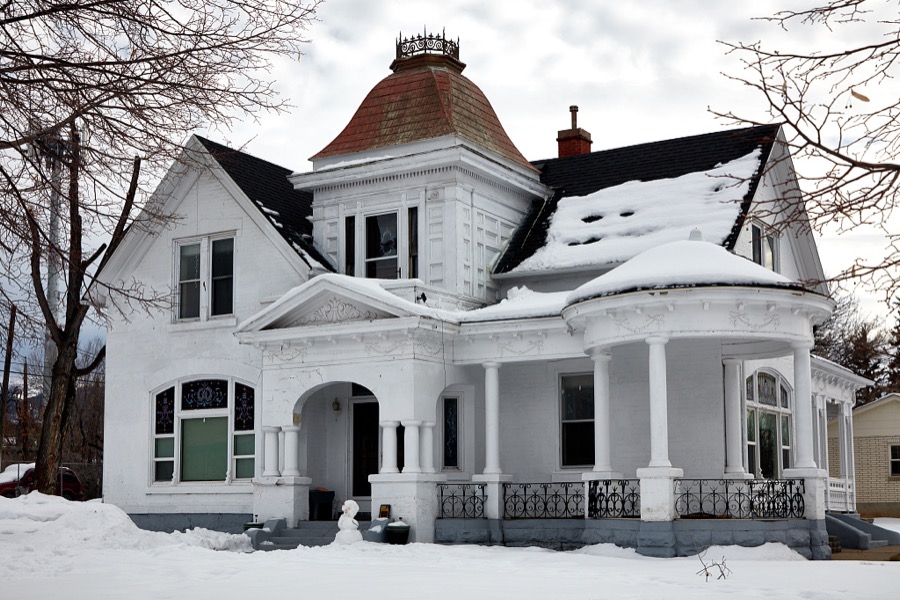 One of several elegant, Victorian-style homes in the small central-Utah city (population c. 3,500) of Mt. Pleasant