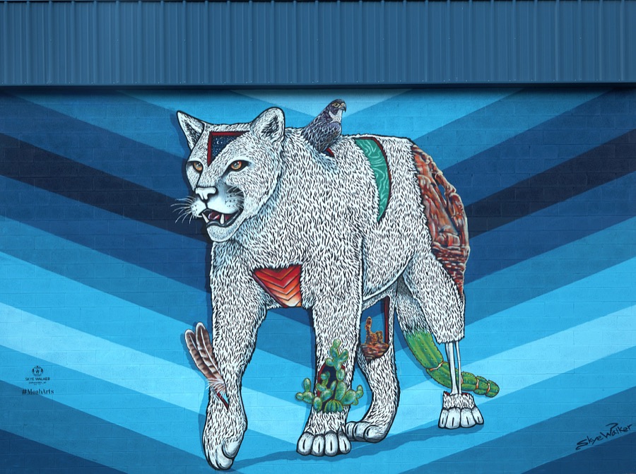 This phantasmic image of a mountain lion includes several outgrowths evoking the rugged surroundings at a car wash in Moab, the gateway city to the stunning red-rock formations of Arches and Canyonlands national parks and other archeologically rich areas near the Colorado border in the western U.S. state of Utah