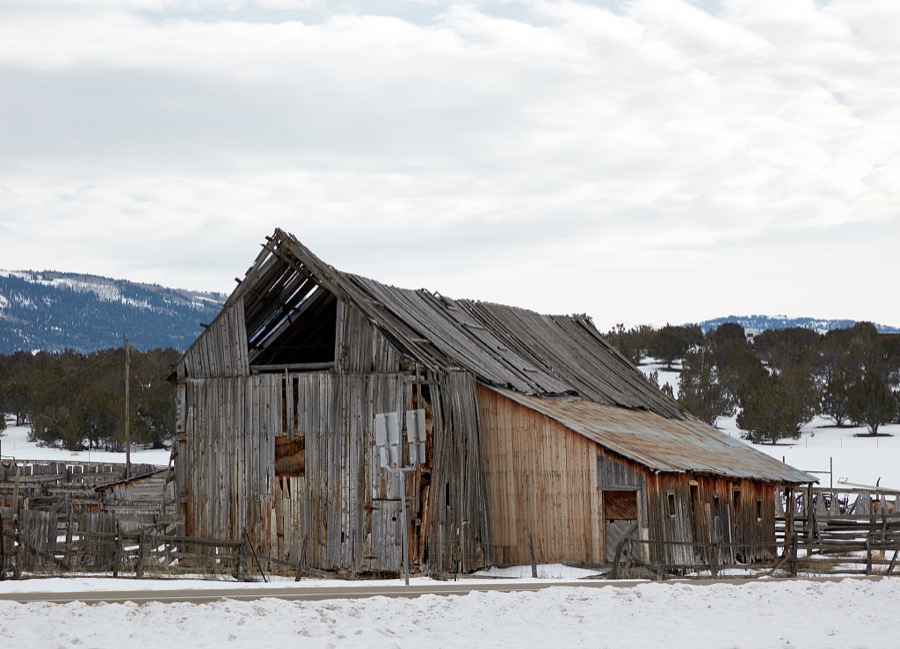 A cabin past its prime in central Utah's Sanpete Valley, between Ephraim and Mt. Pleasant