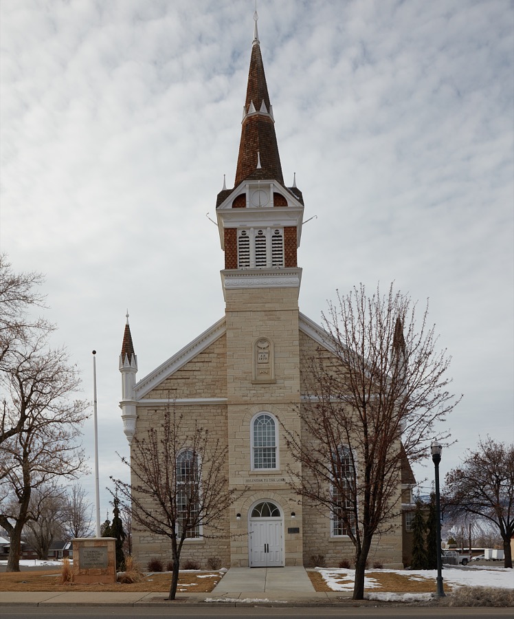 The Latter-Day Saints church in downtown Manti (sometimes called Manti City), a small city (population c. 3,300) in south-central Utah