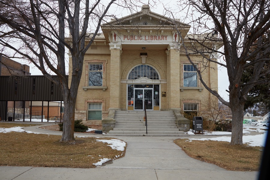 The Manti Public Library in Manti (sometimes called Manti City), a small city (population c. 3,300) in south-central Utah