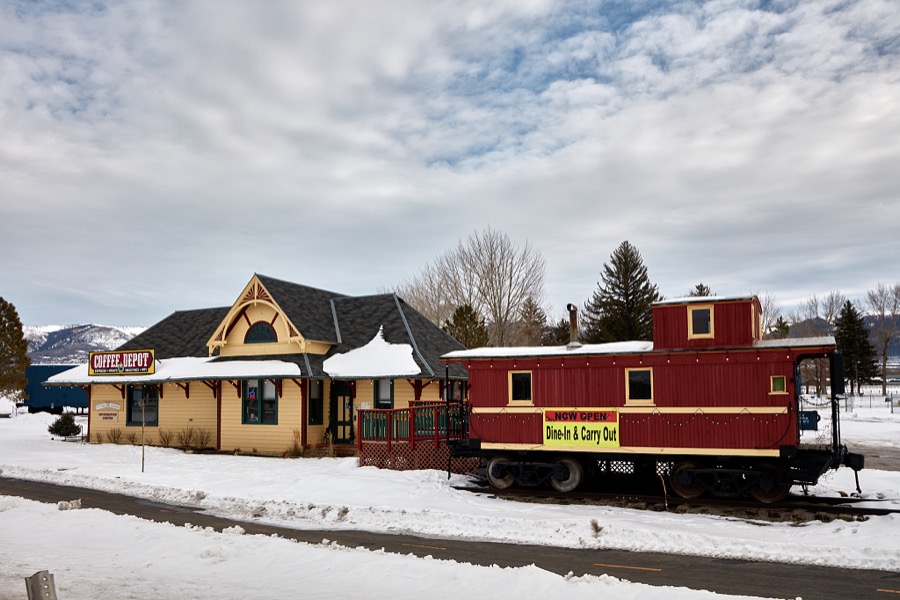 The Coffee Depot shop in the historic Denver & Rio Grande railroad station in the central Utah city of Mt. Pleasant