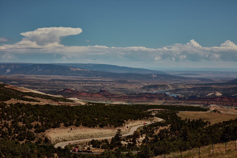 The landscape turns rugged in the Ashley Forest in Utah's Uintah County near the Colorado border in the western state of Utah