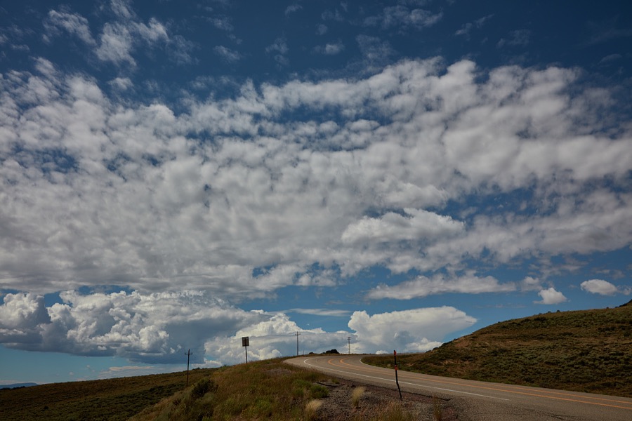 Desolate highway in rugged, lightly populated Daggett County in the north easternmost corner of the western state of Utah