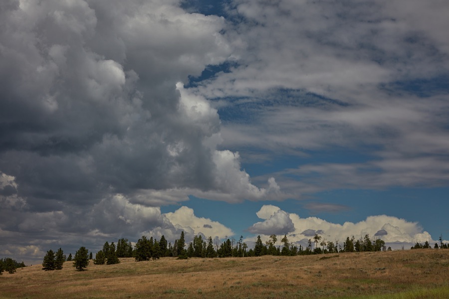 Fulsome cloud formations catch one's eye in rugged, lightly populated Daggett County in the north easternmost corner of the western state of Utah