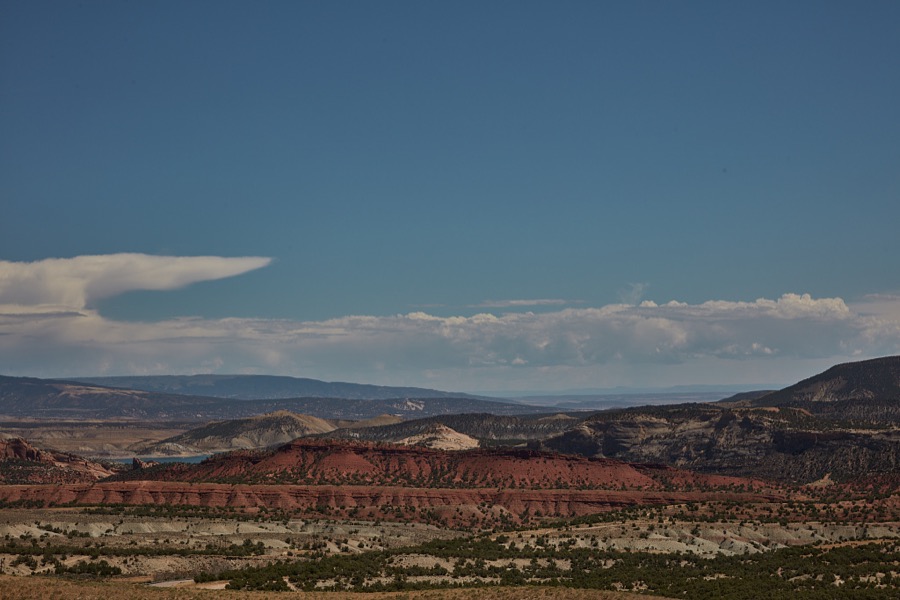Red rocks dominate in the rugged Uinta Mountains of Uintah County near the Colorado border in northeast Utah, but the coloration will turn to caramel a few miles ahead