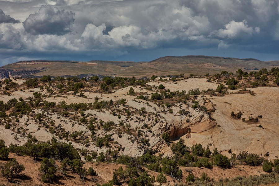 The coloration of rocks in rugged Uintah County, near the Colorado border in northeast Utah, gradually turns from flaming red to creamy caramel