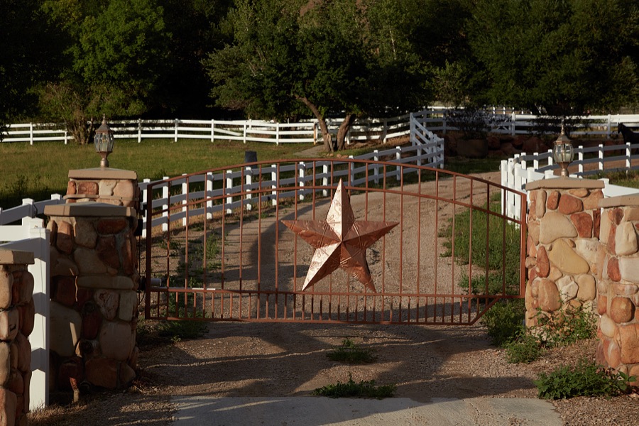 Ranch entrance near Heber City, 43 miles southeast of Salt Lake City in Wasatch County, Utah