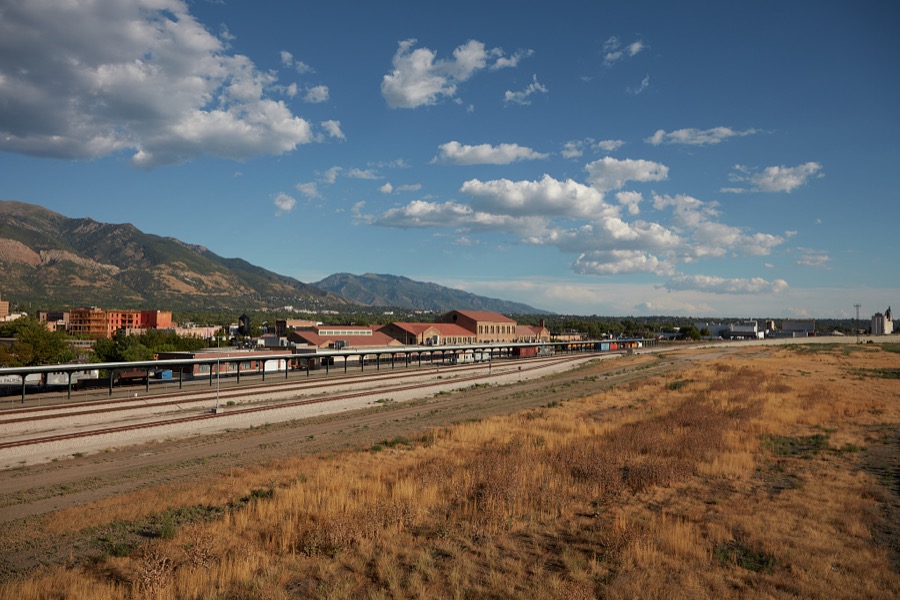 View of historic Ogden Union Station, which now (as of 2022) houses railroad, firearms, classic-car, and western-heritage museums, two art galleries, a research library, and a photographic collection
