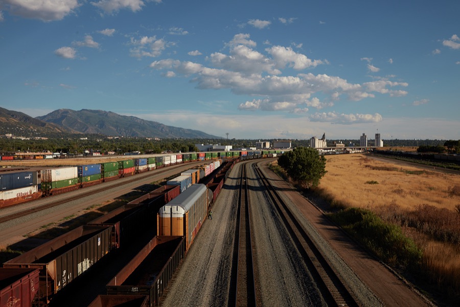 View of historic Ogden Union Station, which now (as of 2022) houses railroad, firearms, classic-car, and western-heritage museums, two art galleries, a research library, and a photographic collection