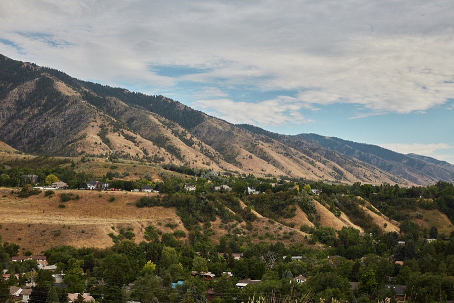 View of the valley below Utah State University in Logan, a city in far-northeast Utah