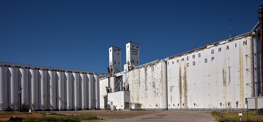 Enormous Farmers Co-Op grain elevator outside Ogden, Utah