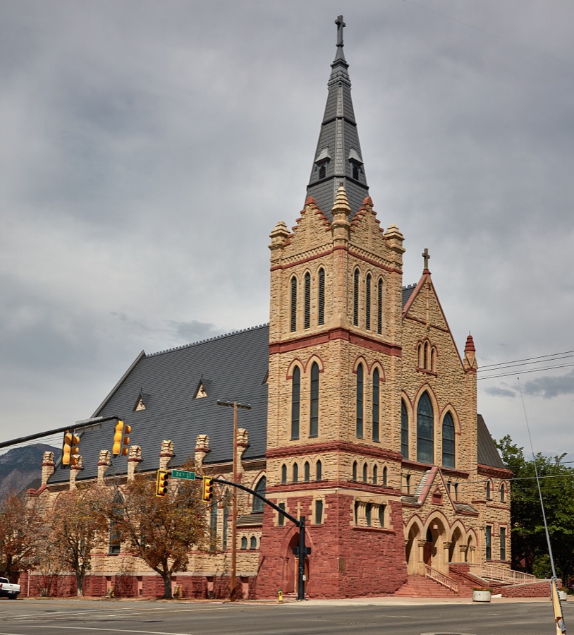 The stately brick and terracotta St. Joseph Catholic Church, built in 1899 in Ogden, a city north of the state capital of Salt Lake City