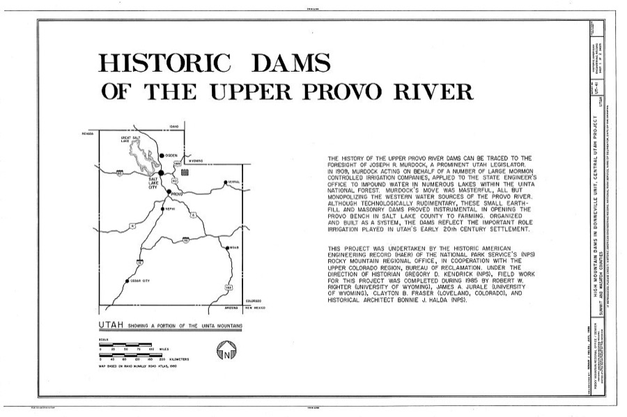 High Mountain Dams in Bonneville Unit, Central Utah Project, Kamas, Summit County, UT