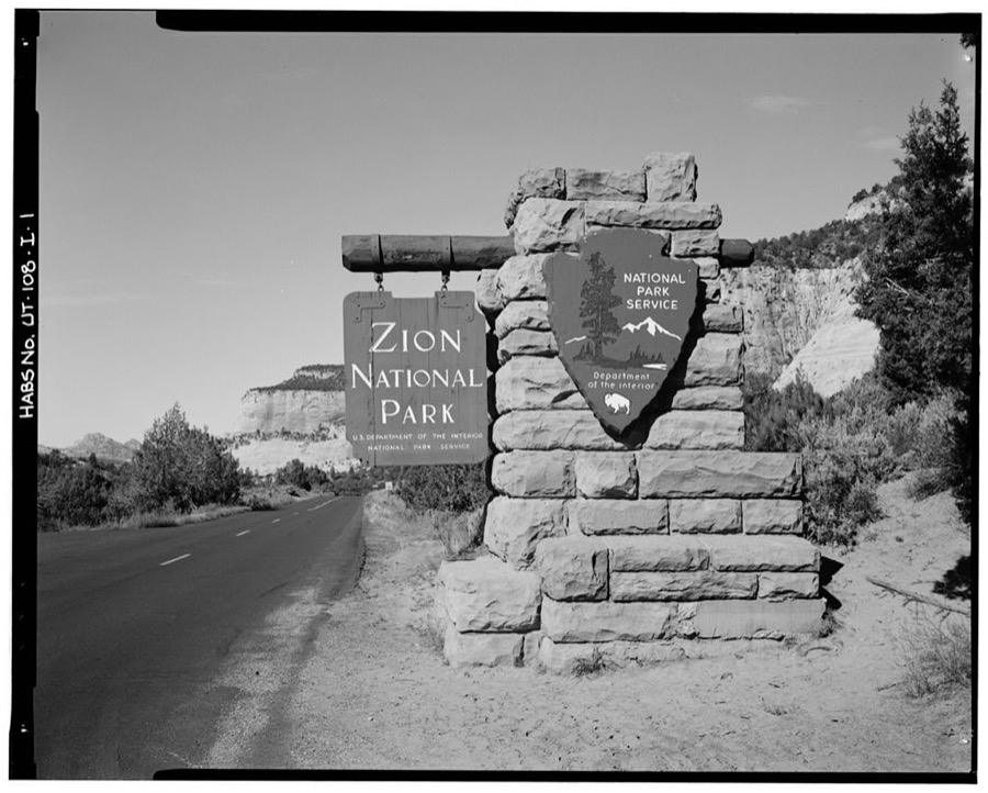Zion National Park, East Entrance Sign, Springdale, Washington County, UT