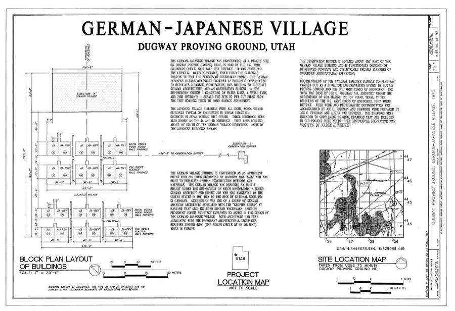 Dugway Proving Ground, German-Japanese Village, South of Stark Road, in WWII Incendiary Test Area, Dugway, Tooele County, UT