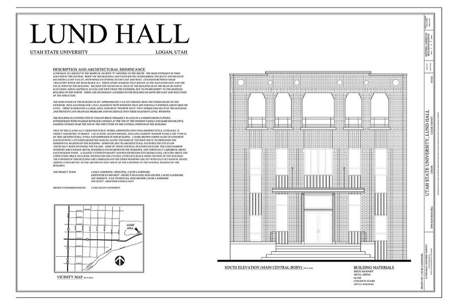 Utah State University, Lund Hall, 3500 Old Main Hill, Logan, Cache County, UT