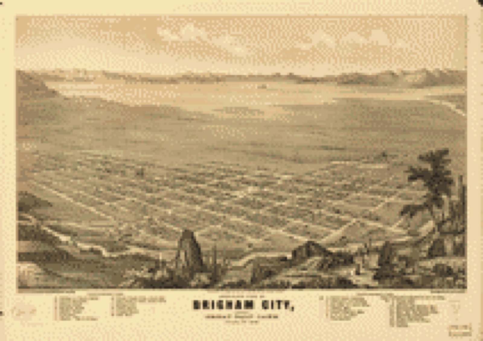 Bird's-eye view, 1875 - Bird's-eye view of Brigham City and Great Salt Lake, Utah, Ty. 1875