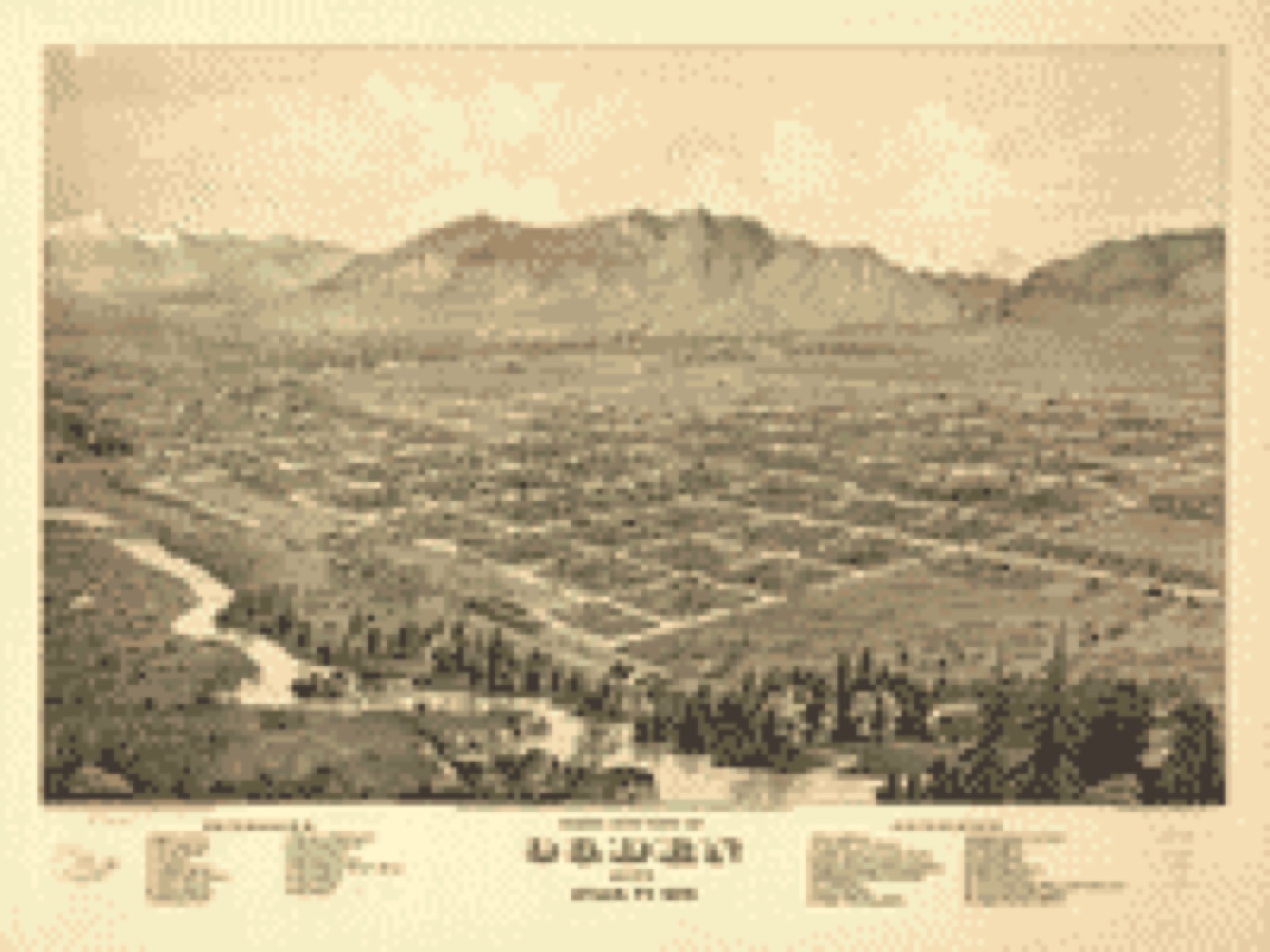 Bird's-eye view, 1875 - Birds eye view of Ogden City, Utah, Ty. 1875