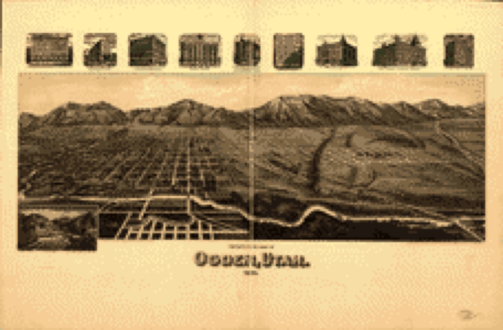 Bird's-eye view, 1890 - Perspective map of Ogden, Utah 1890